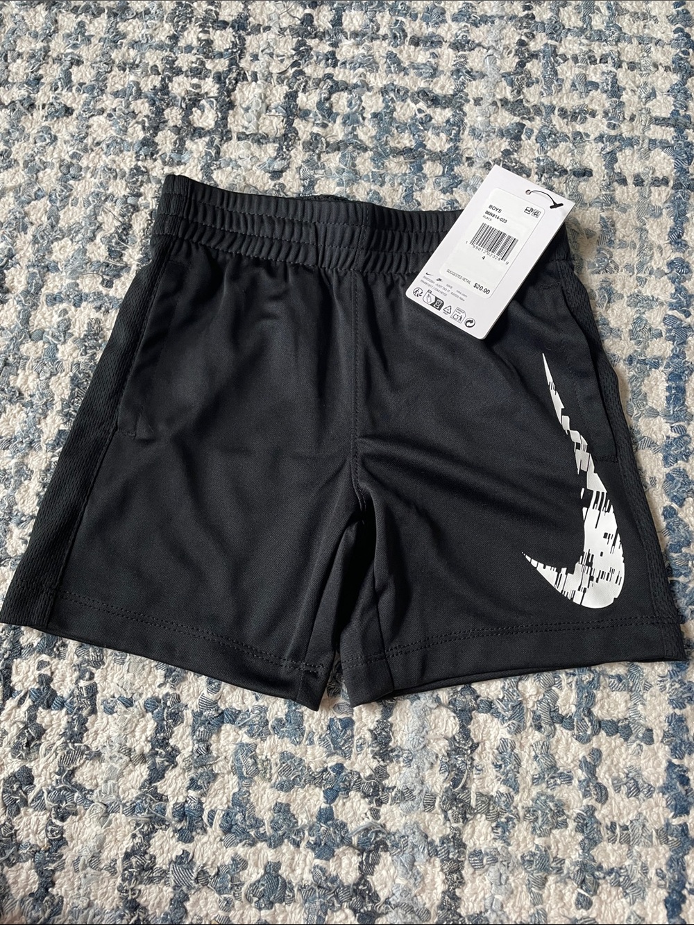 Nike NWT Boy’s Black Athletic Shorts with White Swoosh Graphic